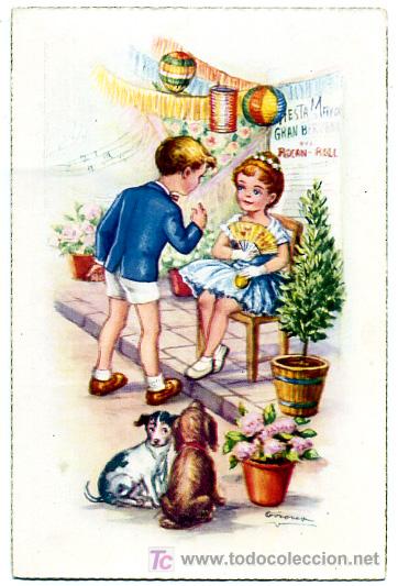 Cartes Postales: PERROS, PERRITOS, NI&Ntilde;A, NI&Ntilde;O,      P23153