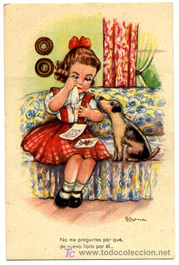 Cartes Postales: PERROS, PERRITOS, NI&Ntilde;A,      P23156