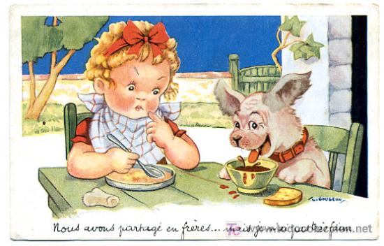 Cartes Postales: PERROS, PERRITOS, NI&Ntilde;A,      P23157