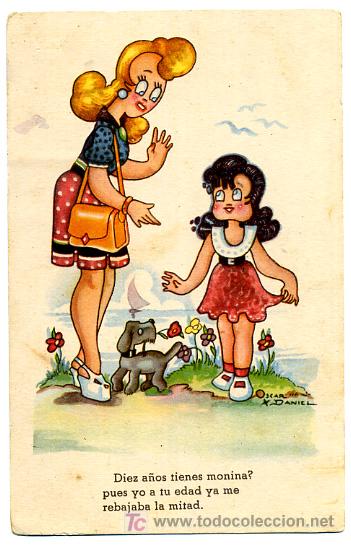 Postais: PERROS, PERRITOS, MUJER, NI&Ntilde;A,     P23166