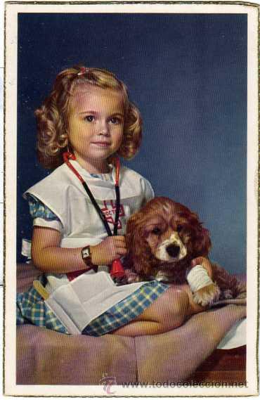 Postcards: Postal Ni&ntilde;a con Perro. Edic. C y Z. Serie 500 N.18