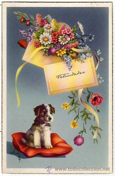 Postcards: Postal Felicidades con Perro. Edic.C y Z. Serie 552A N.1