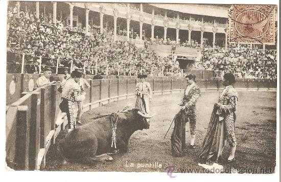 Postcards: TOROS. TOREROS. rara postal la puntilla 1899