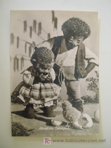 Postkarten: Antigua Postal : Herliche Ostergruse! 1957. Escrita y circulada con sello
