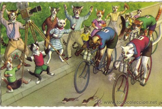 Postales: POSTAL DE ILUSTRADOR, GATOS - Foto 1