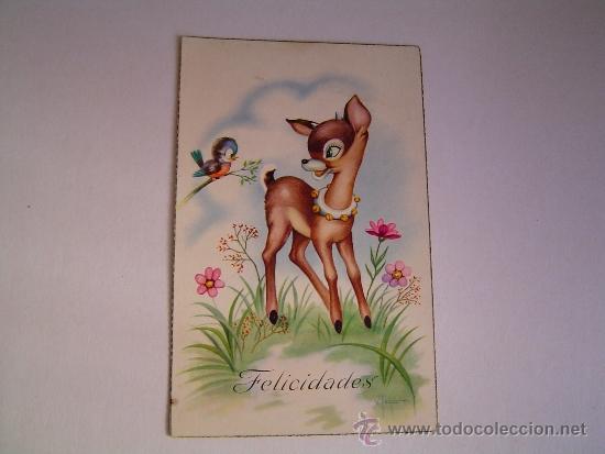 Postales: Postal  dibujada de un Bambi.V. Segarra