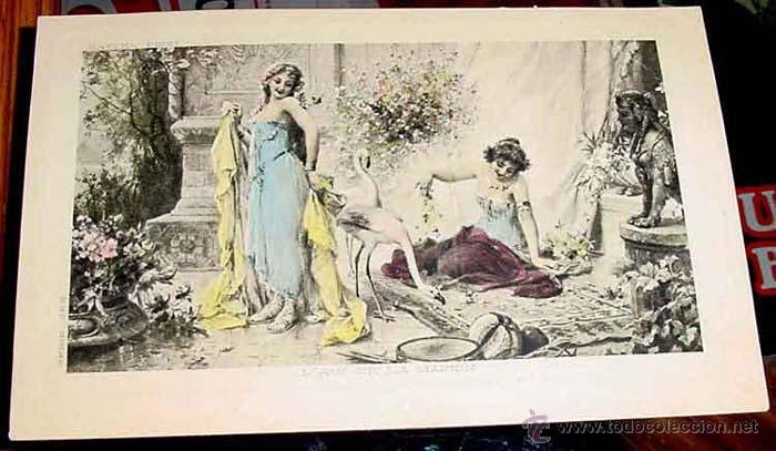 Postcards: ANTIGUA POSTAL ANIMALES - DOS MUJERES ACOMPA&Ntilde;ADAS DE DOS AVES DE GRAN PORTE - L&acute;AMI DE LA MAISON - N