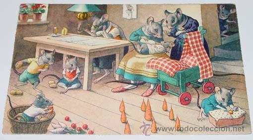 Postcards: ANTIGUA POSTAL DE ANIMALES - RATONES PEQUE&Ntilde;OS COLORADOS - NO CIRCULADA - ESCRITA - ED. MK2 - N&ordm; 4764