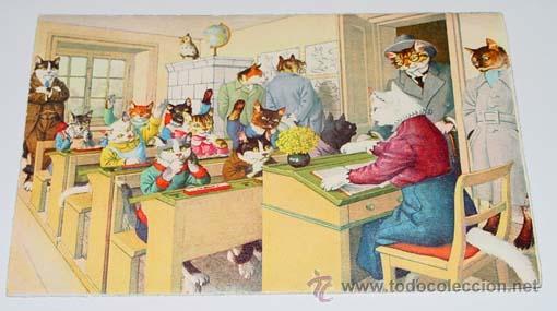 Postcards: ANTIGUA POSTAL DE ANIMALES - GATOS EN LA ESCUELA - NO CIRCULADA - ESCRITA - ED. MK - N&ordm; 4697.