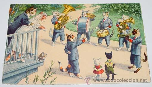 Postcards: ANTIGUA POSTAL DE ANIMALES - GATOS MUSICOS - NO CIRCULADA - ESCRITA - ED. MKZ - N&ordm; 4755.