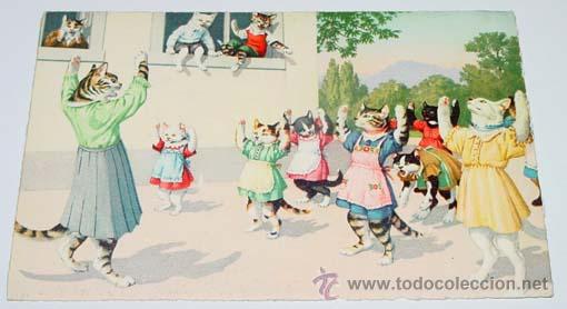 Cartes Postales: ANTIGUA POSTAL DE ANIMALES - HACIENDO GIMNASIA EN EL PATIO - NO CIRCULADA - ESCRITA - ED. MKZ - N&ordm; 4