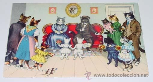 Postkarten: ANTIGUA POSTAL DE ANIMALES - REUNION FAMILIAR - NO CIRCULADA - ESCRITA - ED. MKZ - N&ordm; 4737.