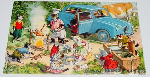 Cartes Postales: ANTIGUA POSTAL DE ANIMALES - GATOS EN EL CAMPO  - NO CIRCULADA - ESCRITA - ED. MKZ - N&ordm; 4748.