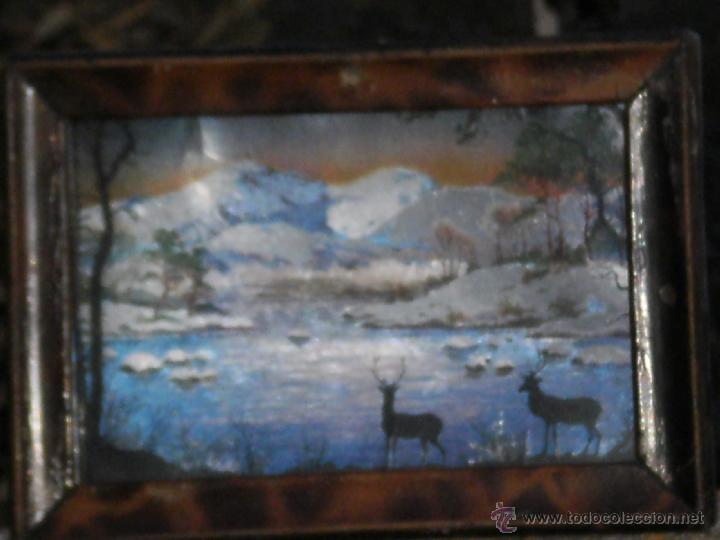 Postcards: CUADRITO ANTIGUO CON POSTAL HOLOGRAMA , A&Ntilde;OS 50/60 ( MOTIVO PAISAJE CON CIERVOS )