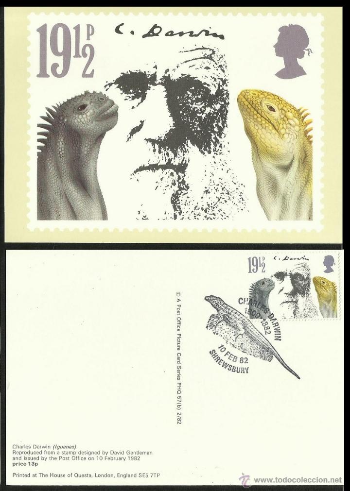 Postkarten: GRAN BRETA&Ntilde;A 1982 POSTAL PRIMER DIA CIRCULACION FAUNA REPTILES 100 ANIVERSARIO MUERTE C. DARWIN- FDC