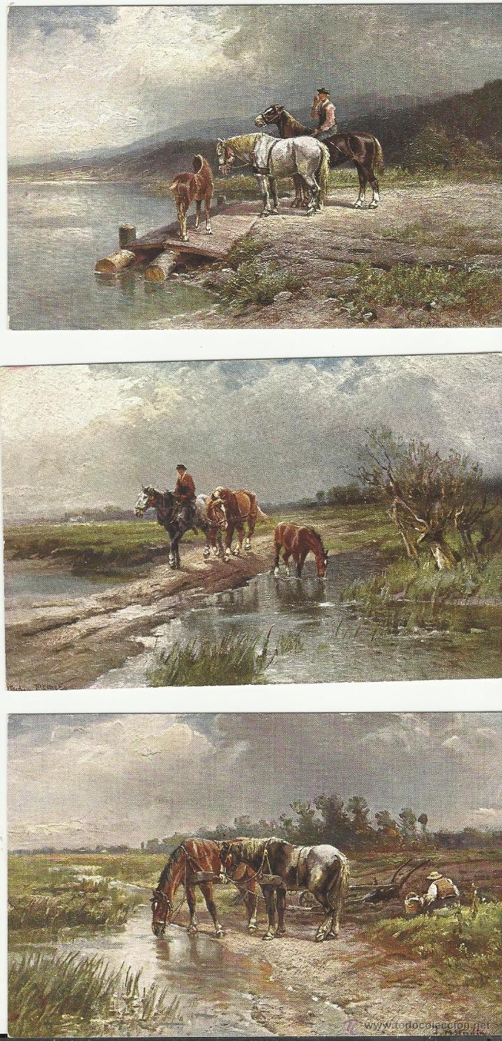 Postais: BONITAS TRES POSTALES ANTIGUAS DE CABALLOS