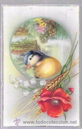 Postales: TARJETA POSTAL DE PAJARITO Y FLORES. - Foto 1