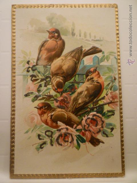 Postkarten: POSTAL CON RELIEVE Y DECORACION PURPURINA. ESCRITA 1910.