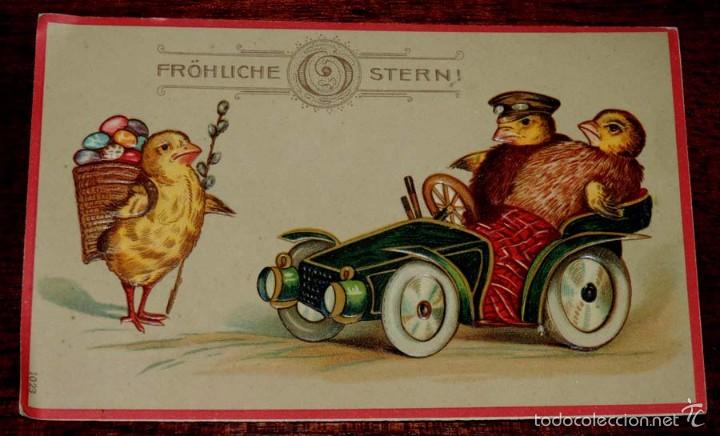 Cartes Postales: POSTAL ILUSTRADA CON DIBUJOS DE POLLITOS, FR&Ouml;HLICHE STERN, EN RELIEVE, MADE IN GERMANY, NO CIRCULADA