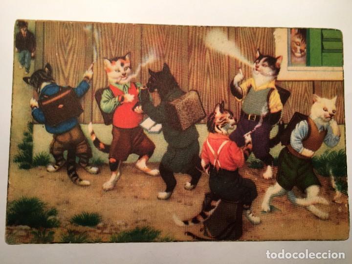 Postcards: RM400 TARJETA POSTAL ORIGINAL A&Ntilde;OS 50 GATO GATOS FUMANDO TABACO SERIE 250/9 ESCRITA - ED. MKZ - N&ordm; 4