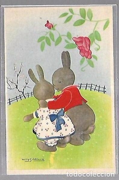 Postais: TARJETA POSTAL DE ANIMALES. PAREJA DE CONEJITOS. EDITOR WILLY SCHERMELE.