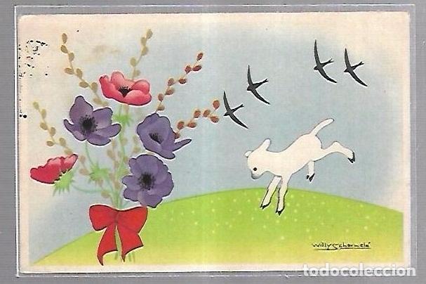 Postais: TARJETA POSTAL ANIMALES. CABRITA SALTANDO POR EL MONTE. EDITOR WILLY SCHERMELE.