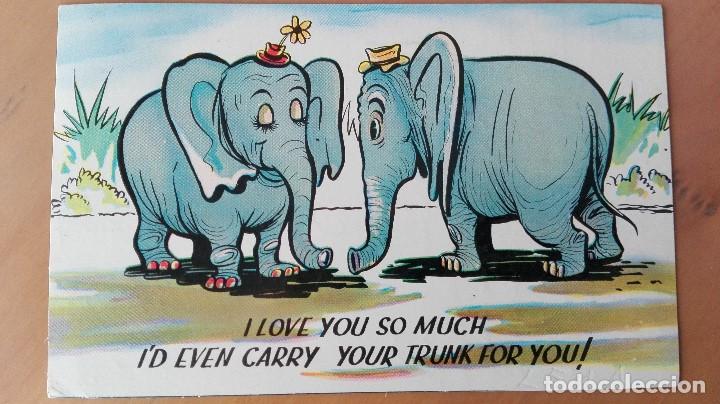 Postais: POSTAL ANIMALES ELEFANTES ELEPHANTS I LOVE YOU SO... EDI USA COLOR PERFECTA CONSERVACION CIRCUL 1958