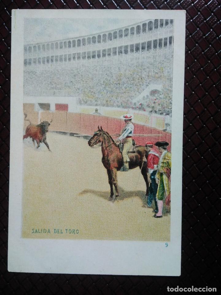 Postales: TARJETA POSTAL ART&Iacute;STICA ESPA&Ntilde;OLA. SALIDA DEL TORO. 9. SIN CIRCULAR. SIN DIVIDIR.