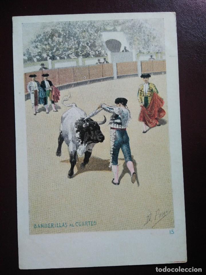 Postkarten: TARJETA POSTAL ART&Iacute;STICA ESPA&Ntilde;OLA.  BANDERILLAS AL CUARTEO.  15.  SIN CIRCULAR.  SIN DIVIDIR.