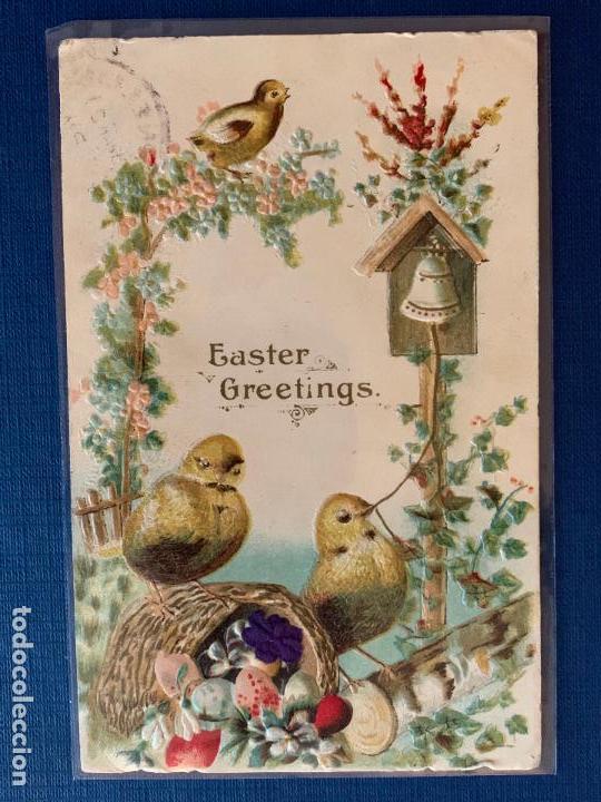 Postcards: POSTAL ANIMALES DE PASCUA CON RELIEVE, EASTER GREETINGS. CIRCULADA 1908.