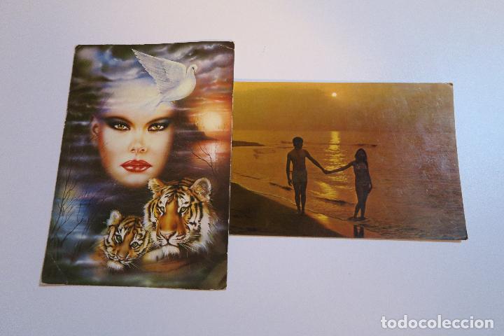 Postkarten: 2 POSTALES PUESTA DE SOL Y TIGRESA  A&Ntilde;OS 70