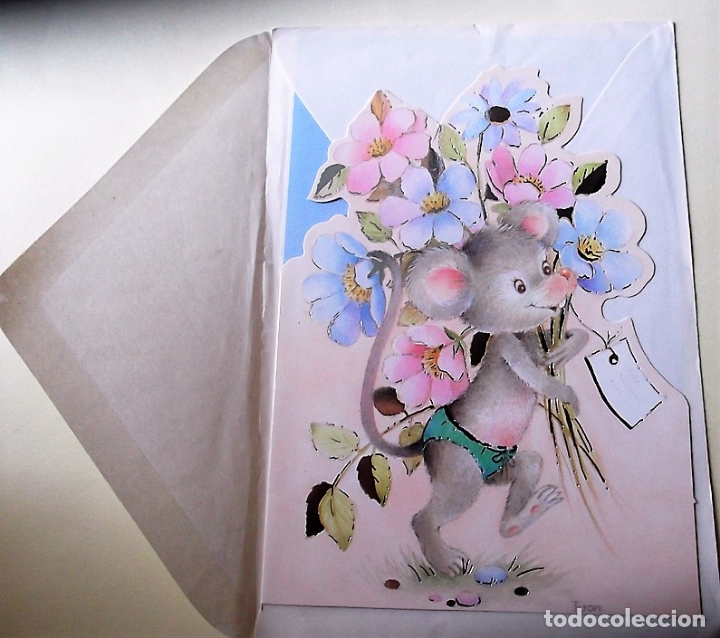 Postales: Osito + sobre. Nueva. Color. Tama&ntilde;o: 11,5 x 16 cm.