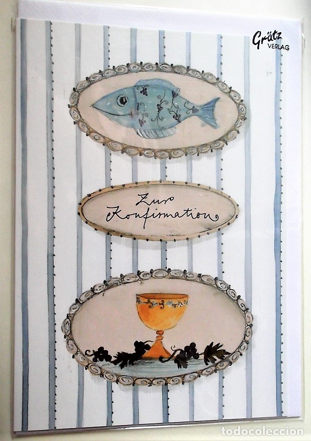 Postales: Pez y cop&oacute;n de confirmaci&oacute;n. Nueva. Color. Tama&ntilde;o: 11,5 x 16,5 cm. Sobre y envoltura de celof&aacute;n.