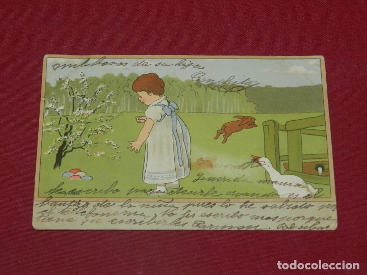 Postales: (MCAJON2) POSTAL ROM&Aacute;NTICA PRINCIPIOS S.XX ESCENA DE ANIMALES, SE&Ntilde;ALES DE USO NORMALES