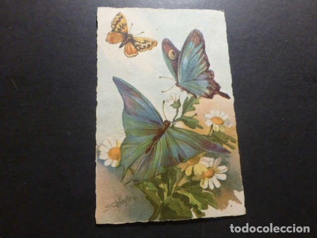 Postales: MARIPOSAS CON FLORES POSTAL - Foto 1