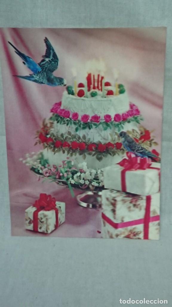 Cartes Postales: ANTIGUA POSTAL TRIDIMENSIONAL 3D HOLOGRAFICA CUMPLEA&Ntilde;OS