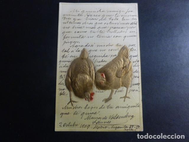 Postales: GALLINAS POSTAL EN RELIEVE - Foto 1