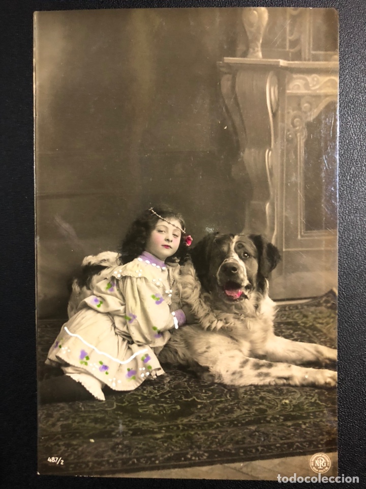 Cartes Postales: Tarjeta postal ni&ntilde;a con perro