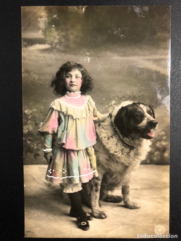 Cartes Postales: Tarjeta postal ni&ntilde;a con perro