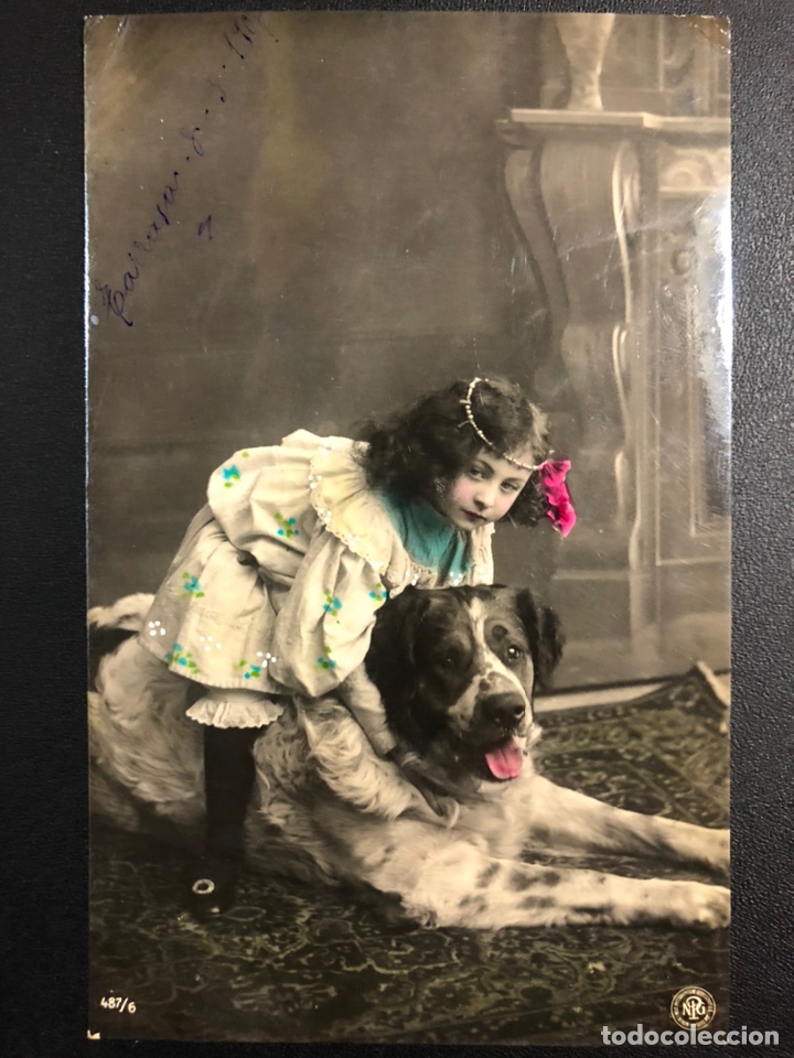 Cartes Postales: Tarjeta postal ni&ntilde;a con perro