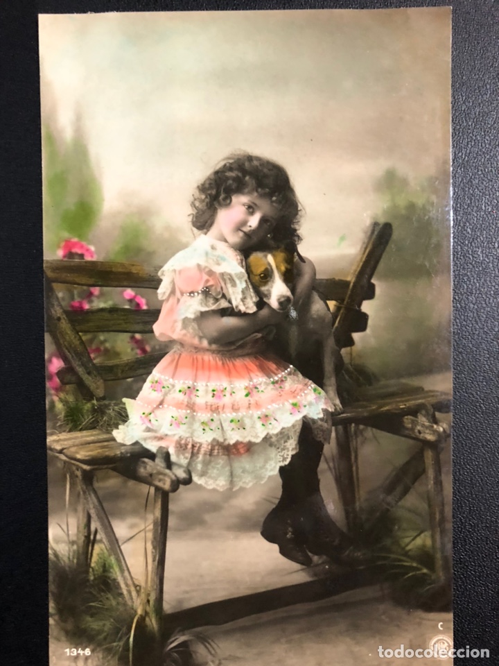 Cartes Postales: Tarjeta postal ni&ntilde;a con perro