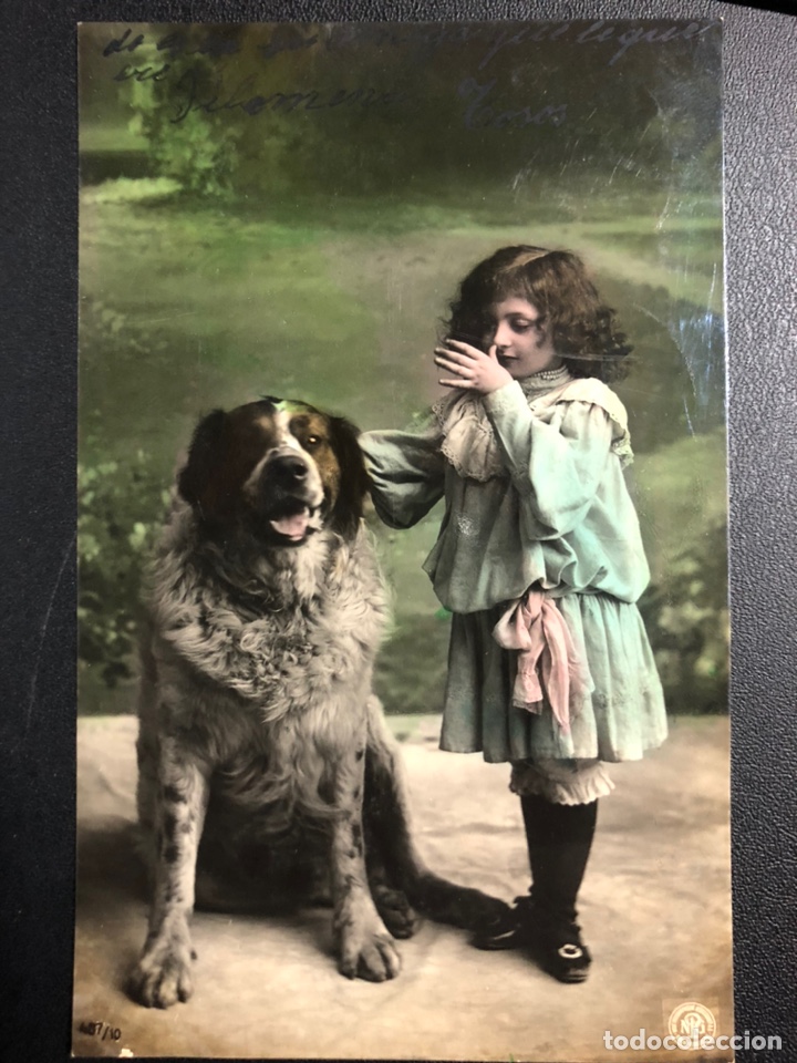 Cartes Postales: Tarjeta postal ni&ntilde;a con perro