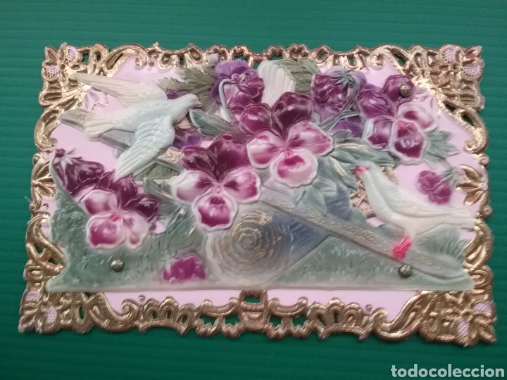 Postales: Antigua postal troquelada y relieve en celuloide. Escrita.