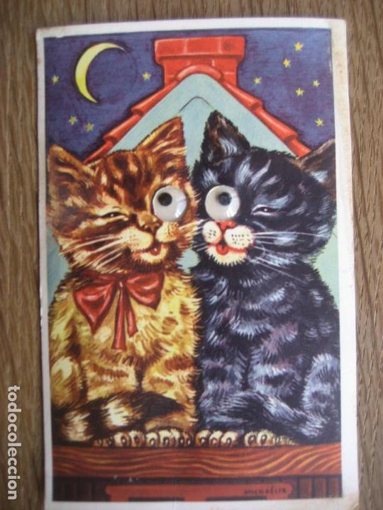 Postkarten: Gatos con ojos saltones. Postal danesa sin circular