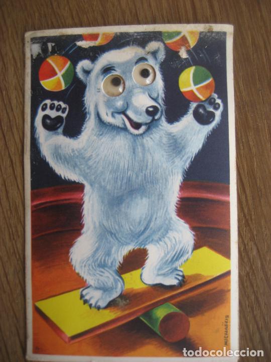 Postkarten: Oso malabarista con ojos saltones. Postal Danesa . Postal sin circular