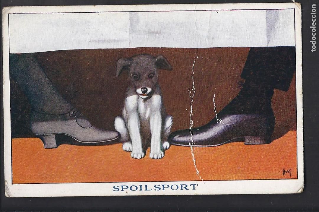 Postkarten: Antigua Postal . Dibujo . Perro