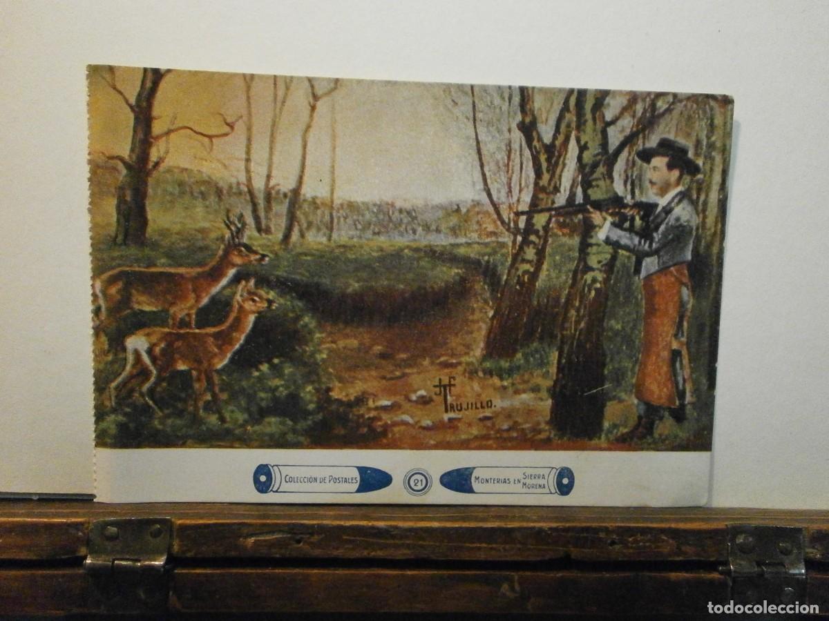 Cartes Postales: (A) antigua postal de caza a&ntilde;o 1916 monterias en sierra morena dibujo trujillo