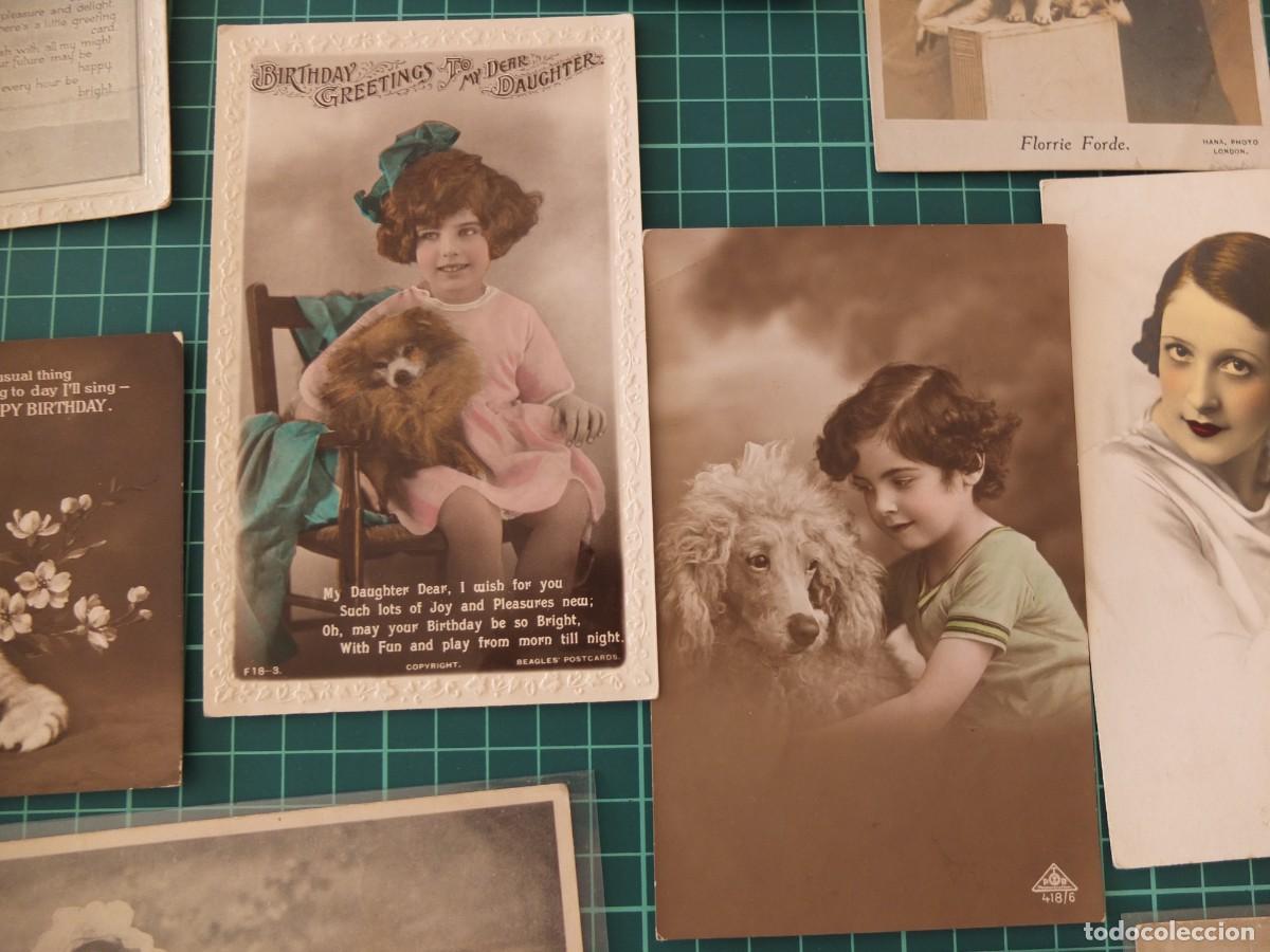 Postales: Lote de 16 postales de personas con perro. - Foto 8