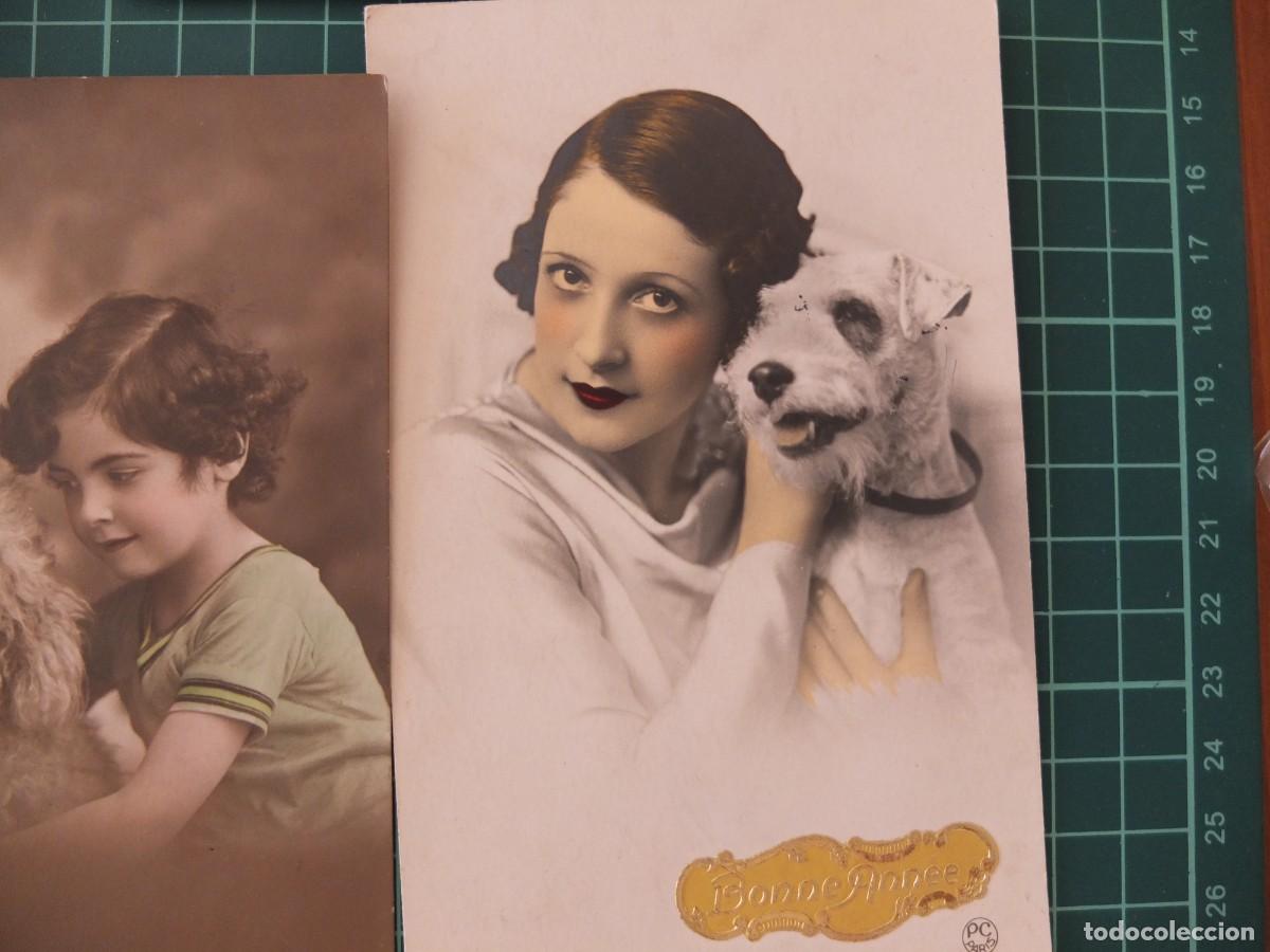 Postales: Lote de 16 postales de personas con perro. - Foto 9