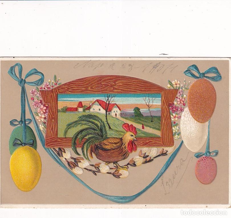 Postales: POSTAL EN RELIEVE GALLINA CON HUEVOS. ESCRITA DESDE NAJERA SIN CIRCULAR.
